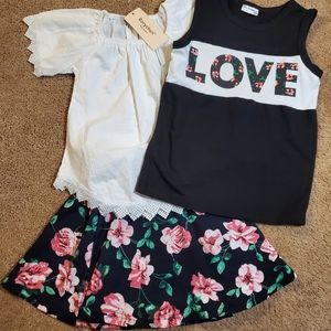 NWT 3 piece Girls Skirt Outfit